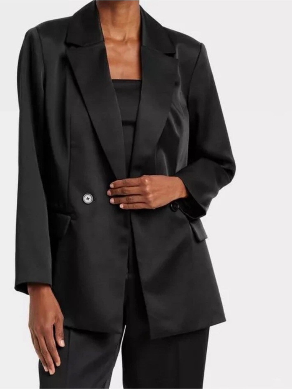 A new day Black Single-Button Longline Blazer